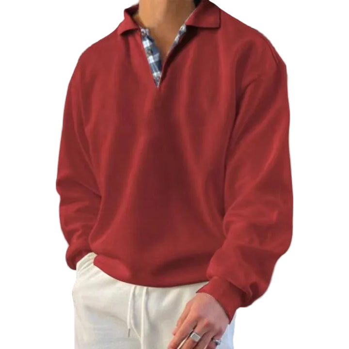 Men’s Polo Collar V-Neck Pullover
