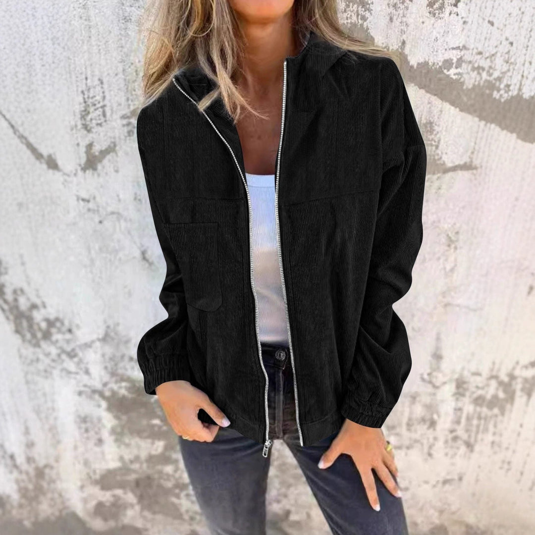 Zoraida | Corduroy Zip-Up Hooded Jacket for Women