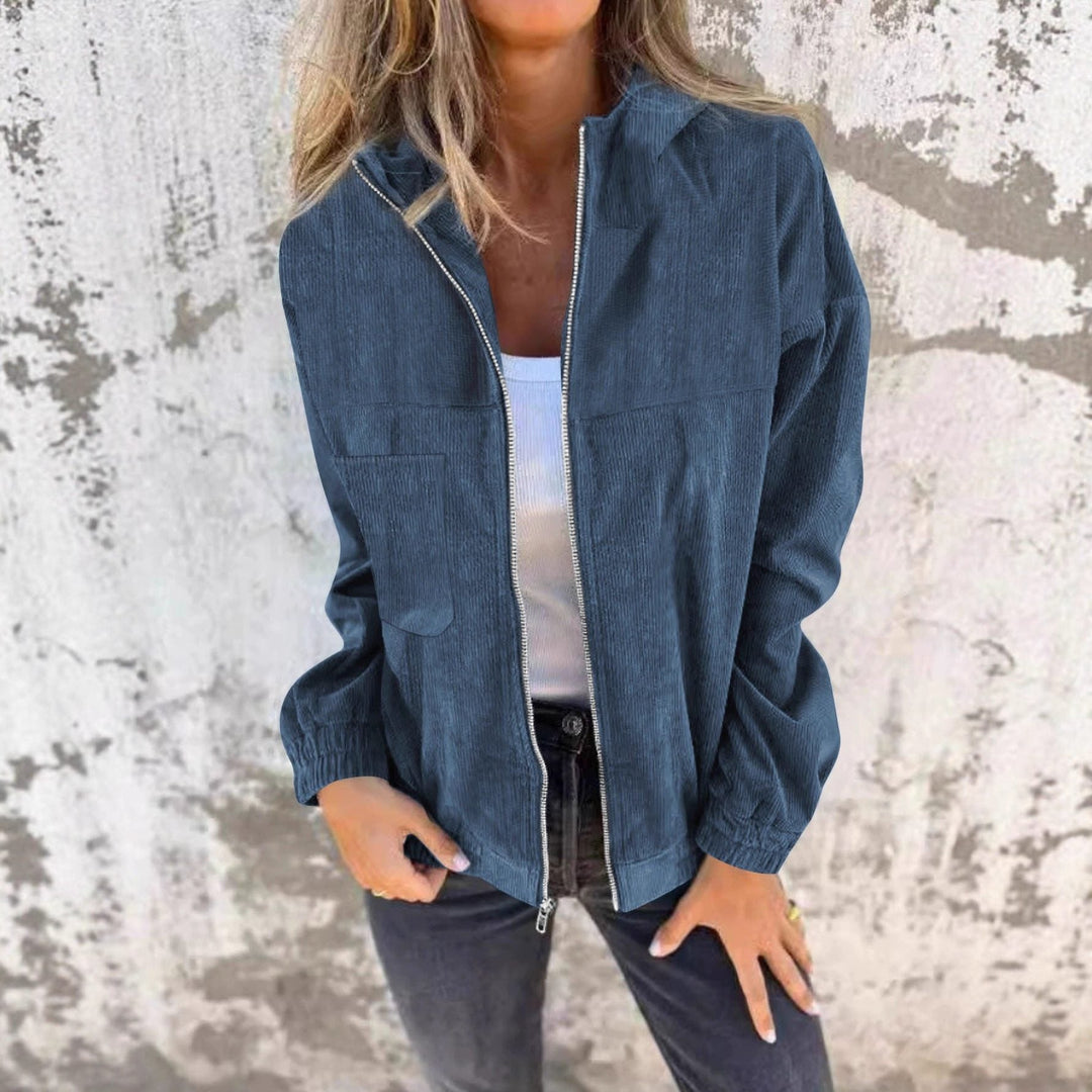 Zoraida | Corduroy Zip-Up Hooded Jacket for Women